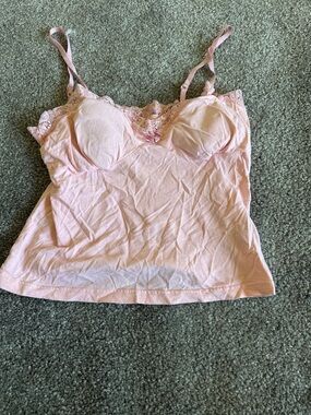 Energie Pink Lace Trim Tank Top